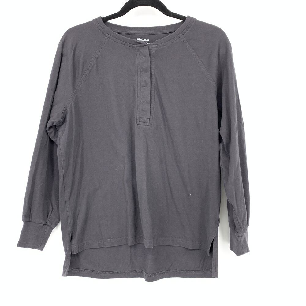 Madewell Long Sleeve Button Neck Henley Tee Mens Size XS Dark Gray